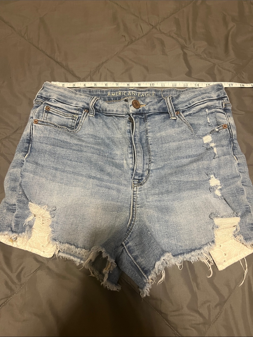 American Eagle Outfitters Light Blue Ripped Frayed Hem Denim Shorts